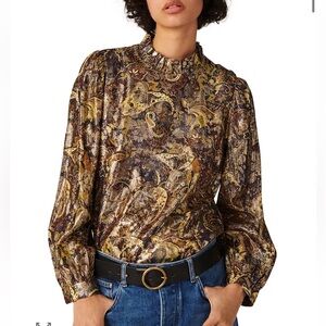 ba&sh Calo Metallic Paisley Blouse size small